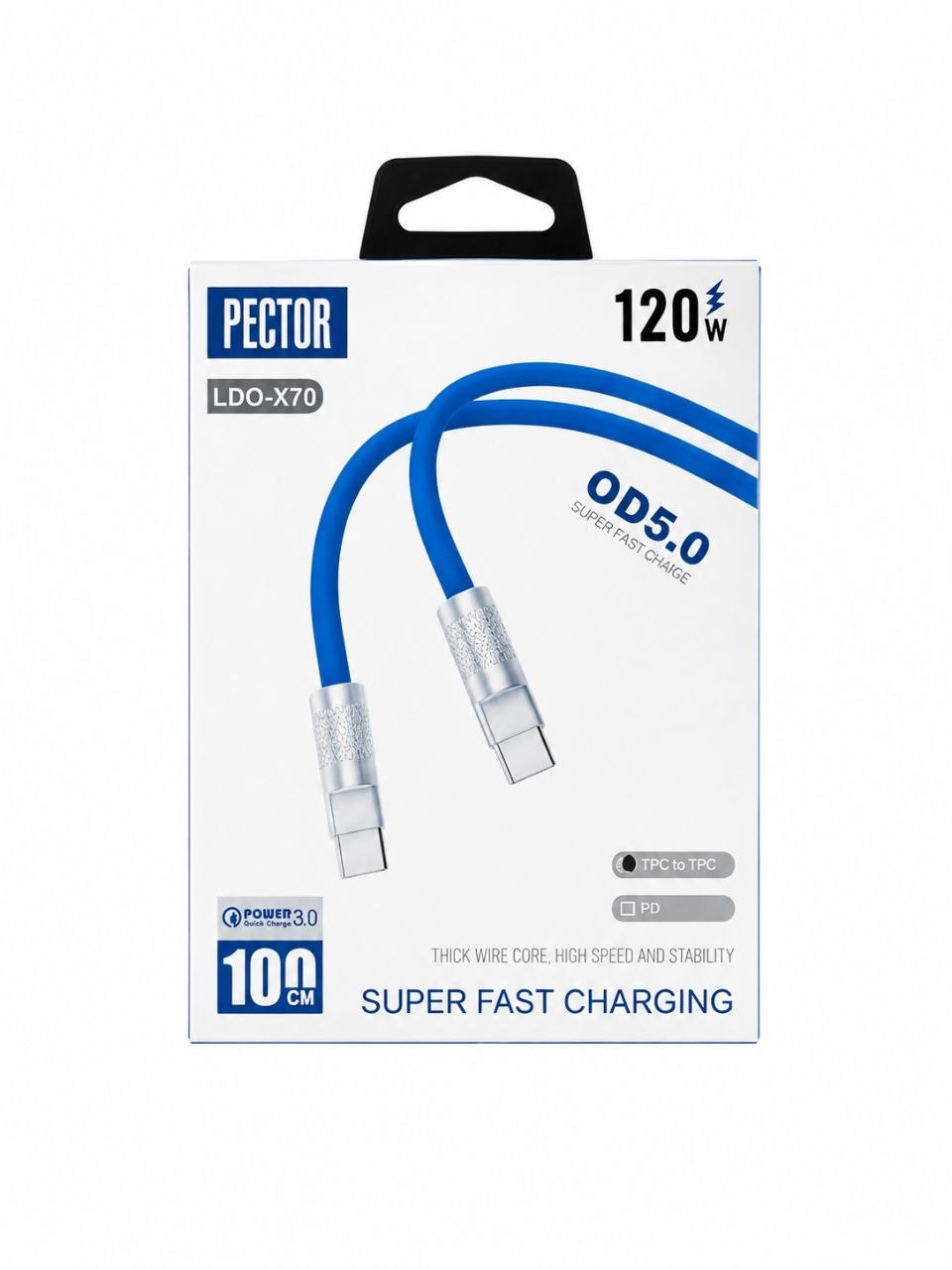 کابل Type-C به Type-C پکتور PECTOR LDO-X70 120 وات